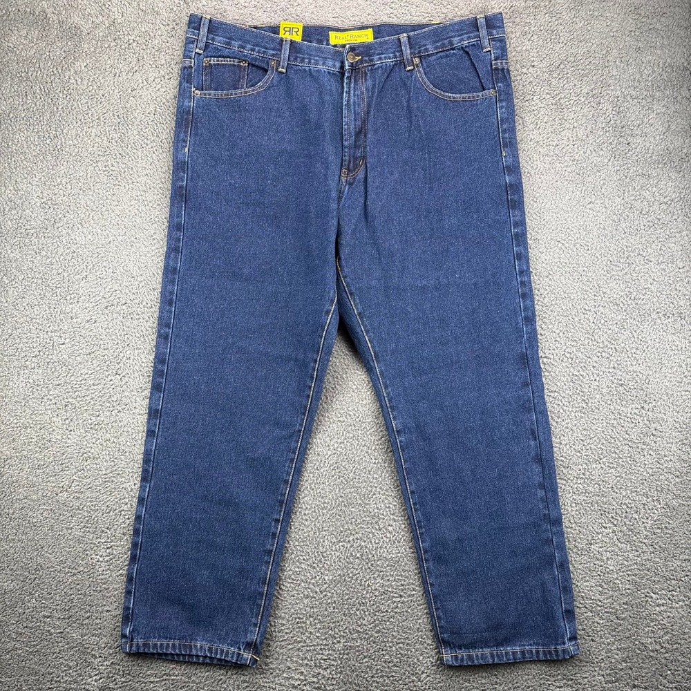 Real Ranch Premium Mens Blue Denim Relaxed Straight Jeans 42x30 NWT